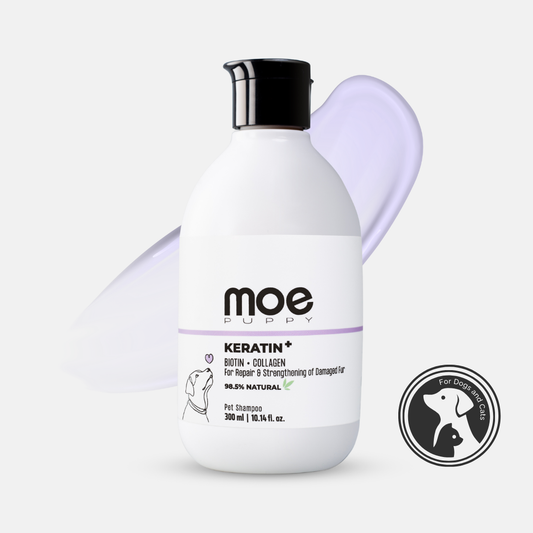 Moe Puppy Keratin+ Hair fall shampoo for dogs ad cats bottle